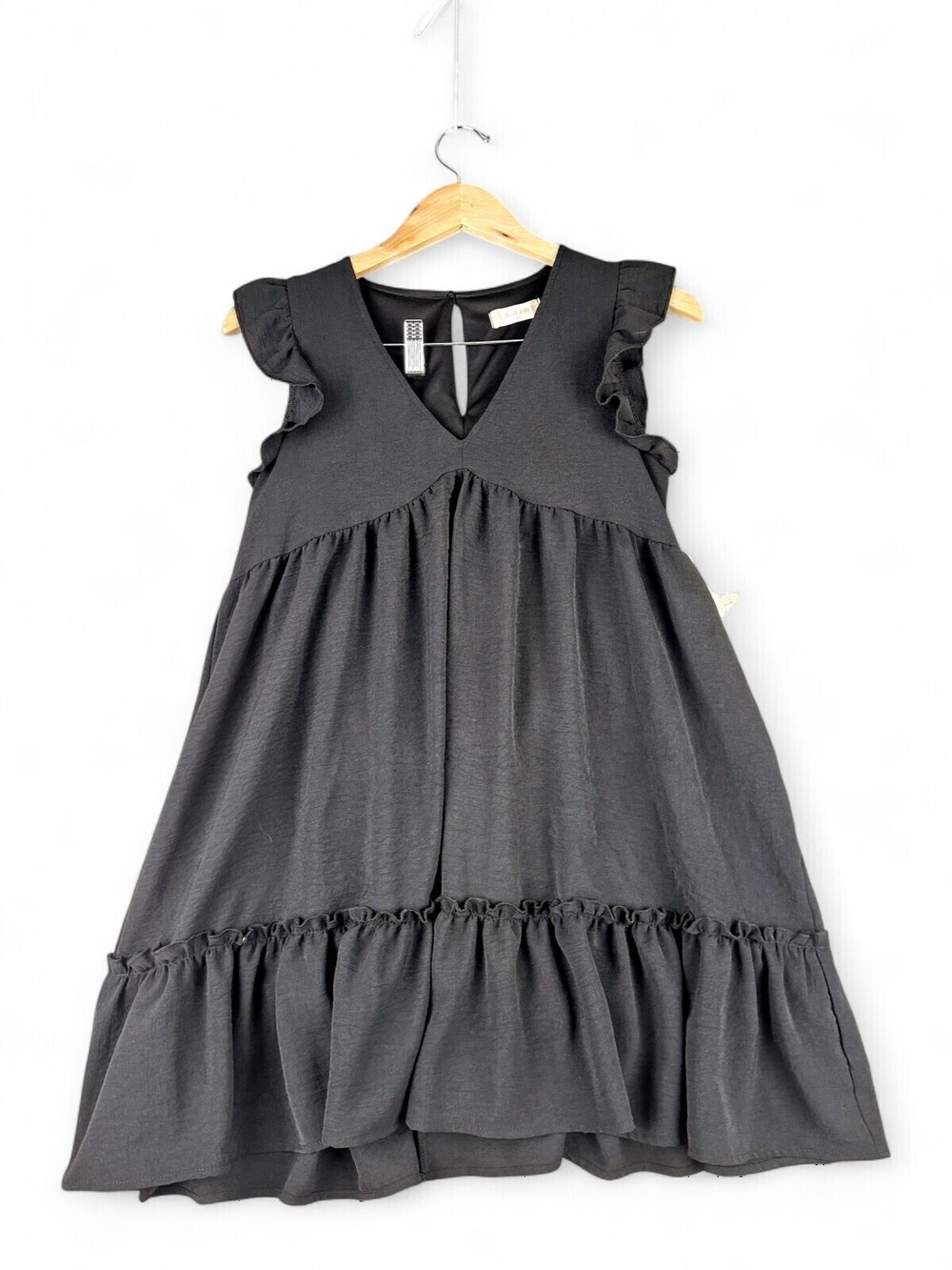 Altar'd State Black Ruffle Midi Dress V-Neck XS